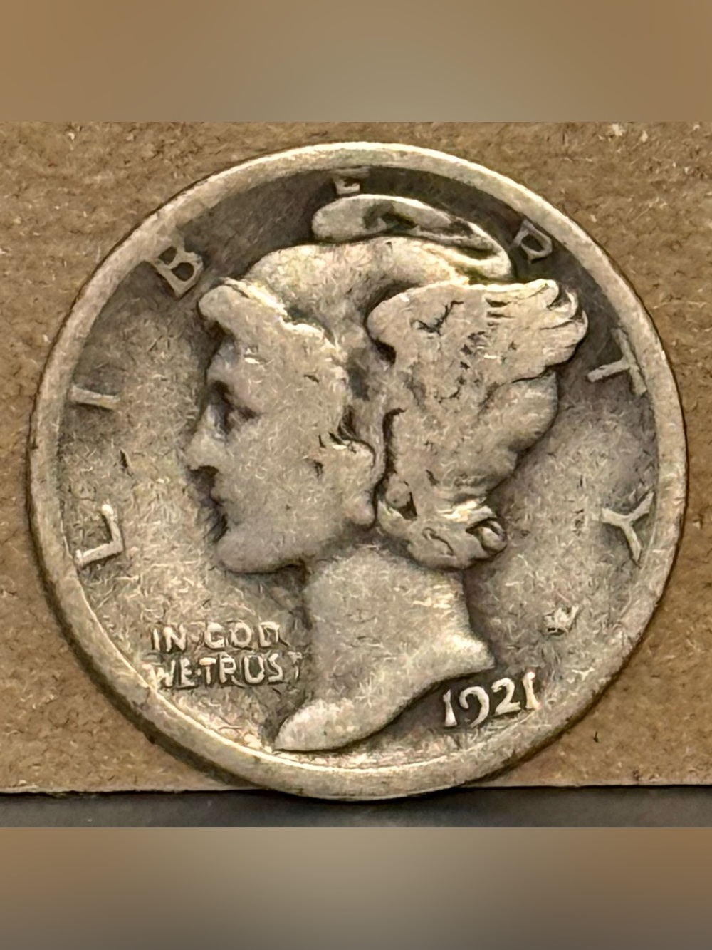 1921 D Mercury Dime 10c • KEY DATE • 90% Pure Silver Type Coin • Ungraded VG